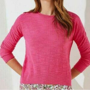 LOFT High-Low Hem Pink Pullover Knit Crew Neck Sweater, Size XS